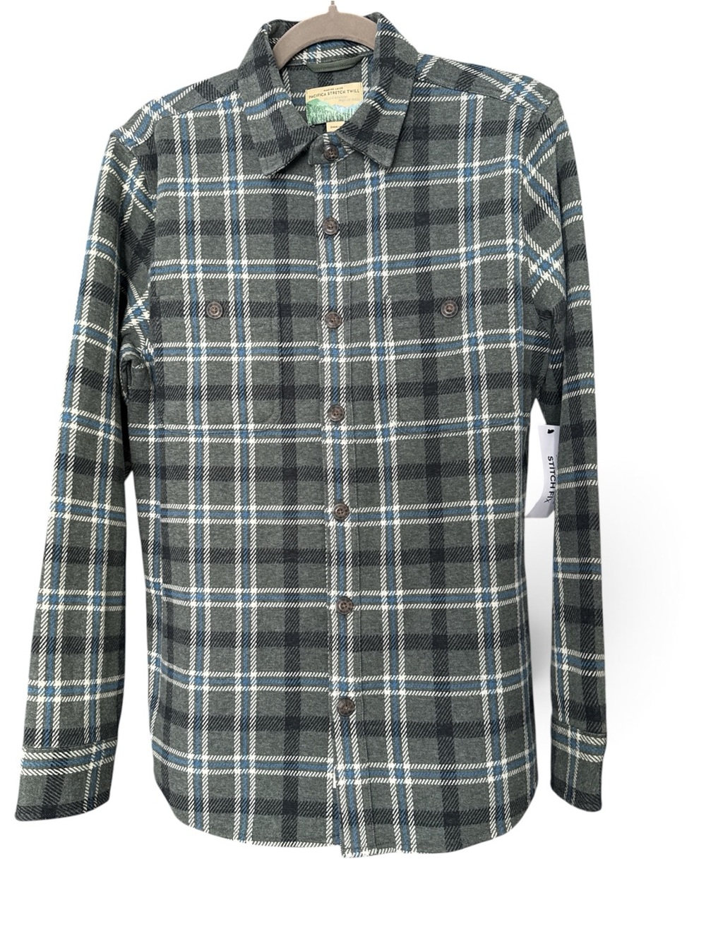 Marine Layer Pacifica Stretch Twill Plaid Shirt Small NWT